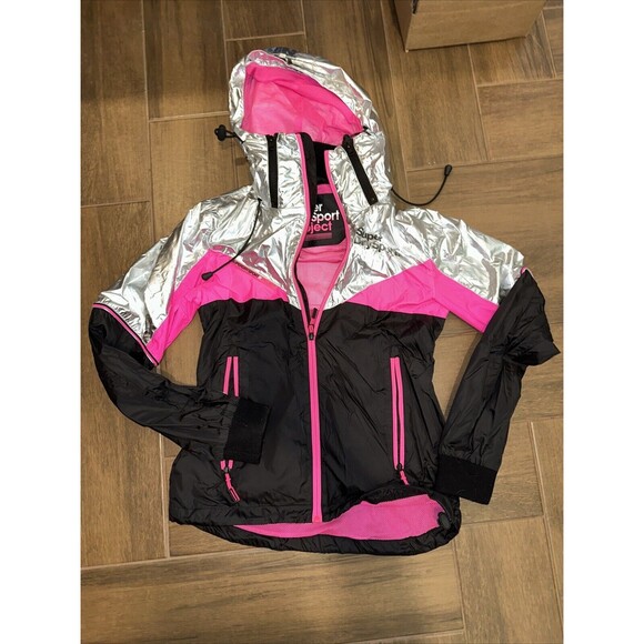 Superdry Sport Project Javelin color block lightweight jacket 6 Pink/silverblack - Picture 1 of 6